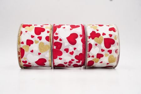 Ρομαντική Κόκκινη & Χρυσή Καρδιά Βαλεντίνου Σατέν Κορδέλα